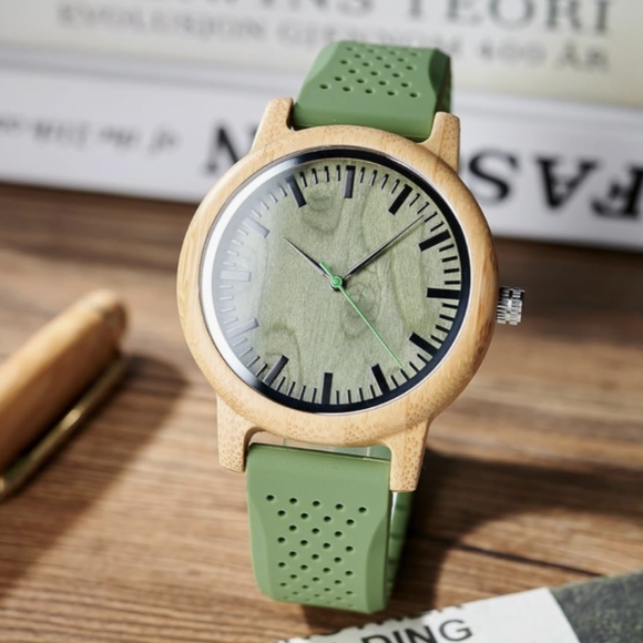 BOBO BIRD Unisex Bamboo Wood Watch – Eco-Friendly Green Wristwatch | New - Picture 4 of 14